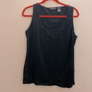 Liz Claiborne black tank top with lace-type detail